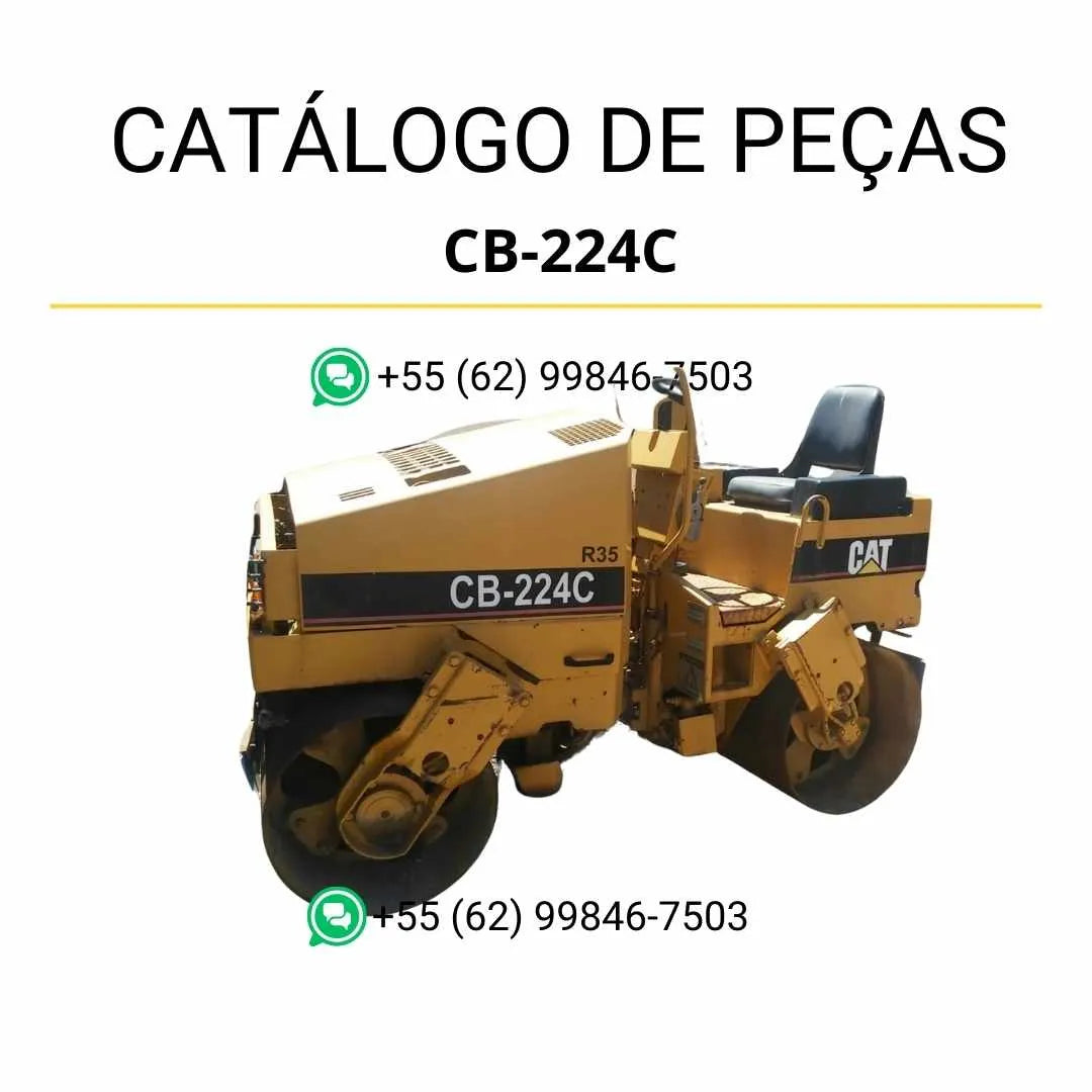 Catálogo de peças Caterpillar CB-224C em PDF com vistas explodidas, diagramas técnicos e lista completa de componentes originais da máquina.