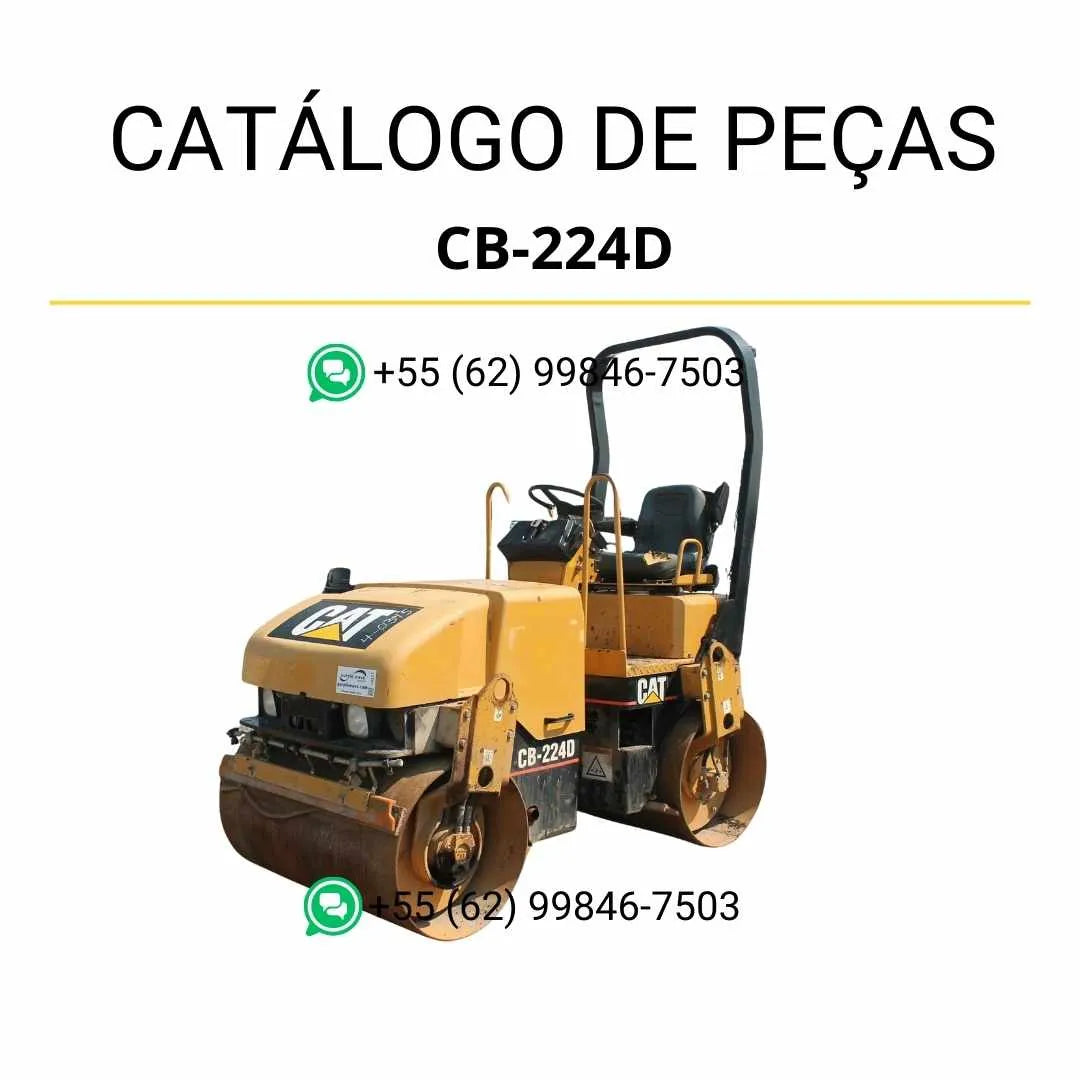 Catálogo de peças Caterpillar CB-224D em PDF com ilustrações detalhadas, listas de componentes originais e referências para manutenção precisa.