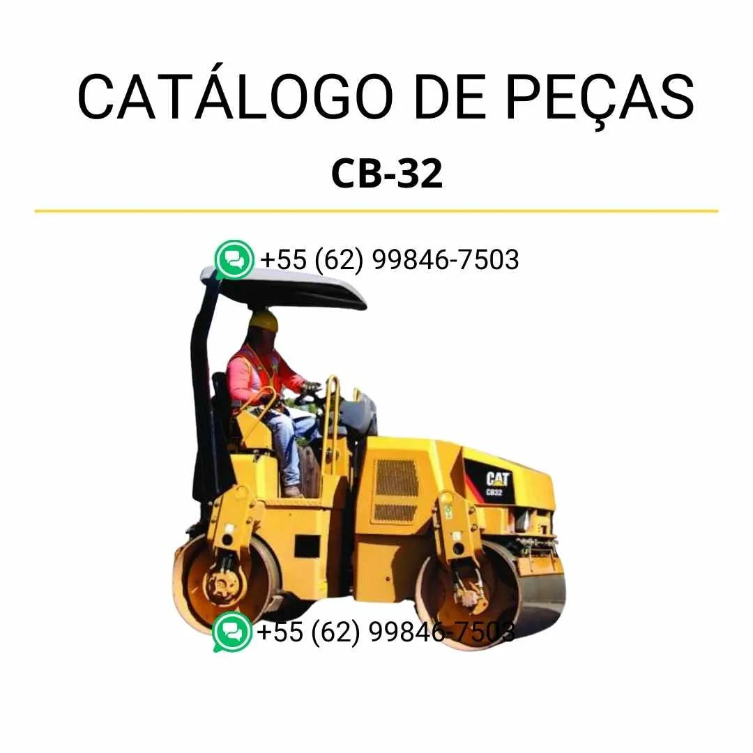 Catálogo de peças Caterpillar CB-32 em PDF com diagramas técnicos e lista detalhada de componentes originais do rolo compactador vibratório.