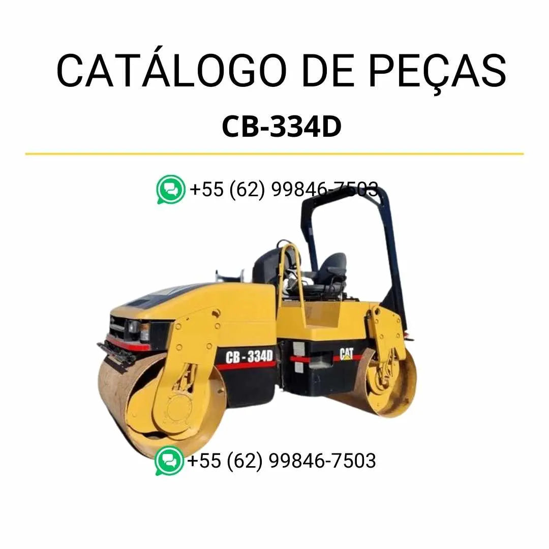 Catálogo de peças Caterpillar CB-334D em PDF com ilustrações técnicas detalhadas e lista completa de componentes originais.