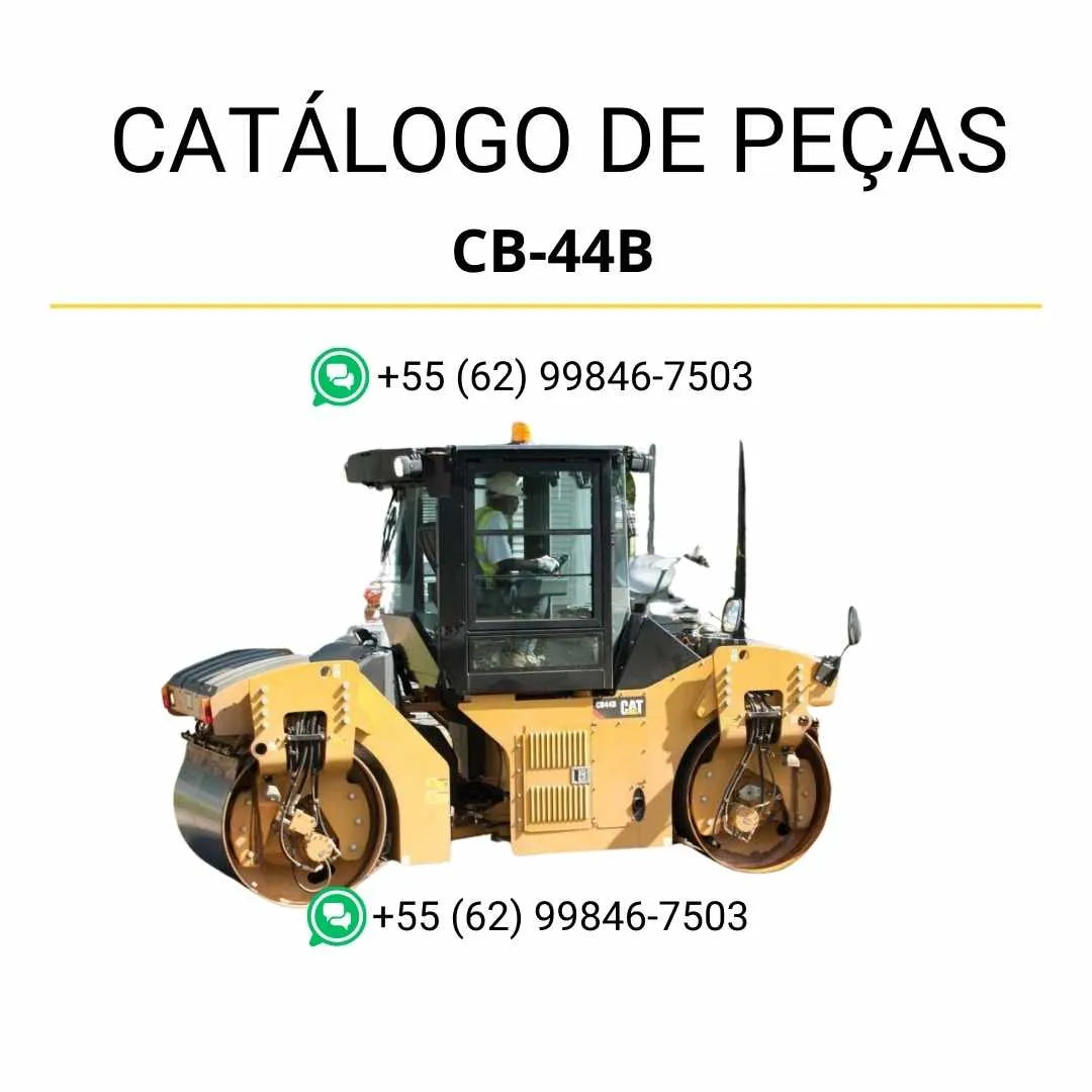 Catálogo de peças Caterpillar CB-44B em PDF com diagramas técnicos detalhados, ilustrações de montagem e lista completa de componentes originais.