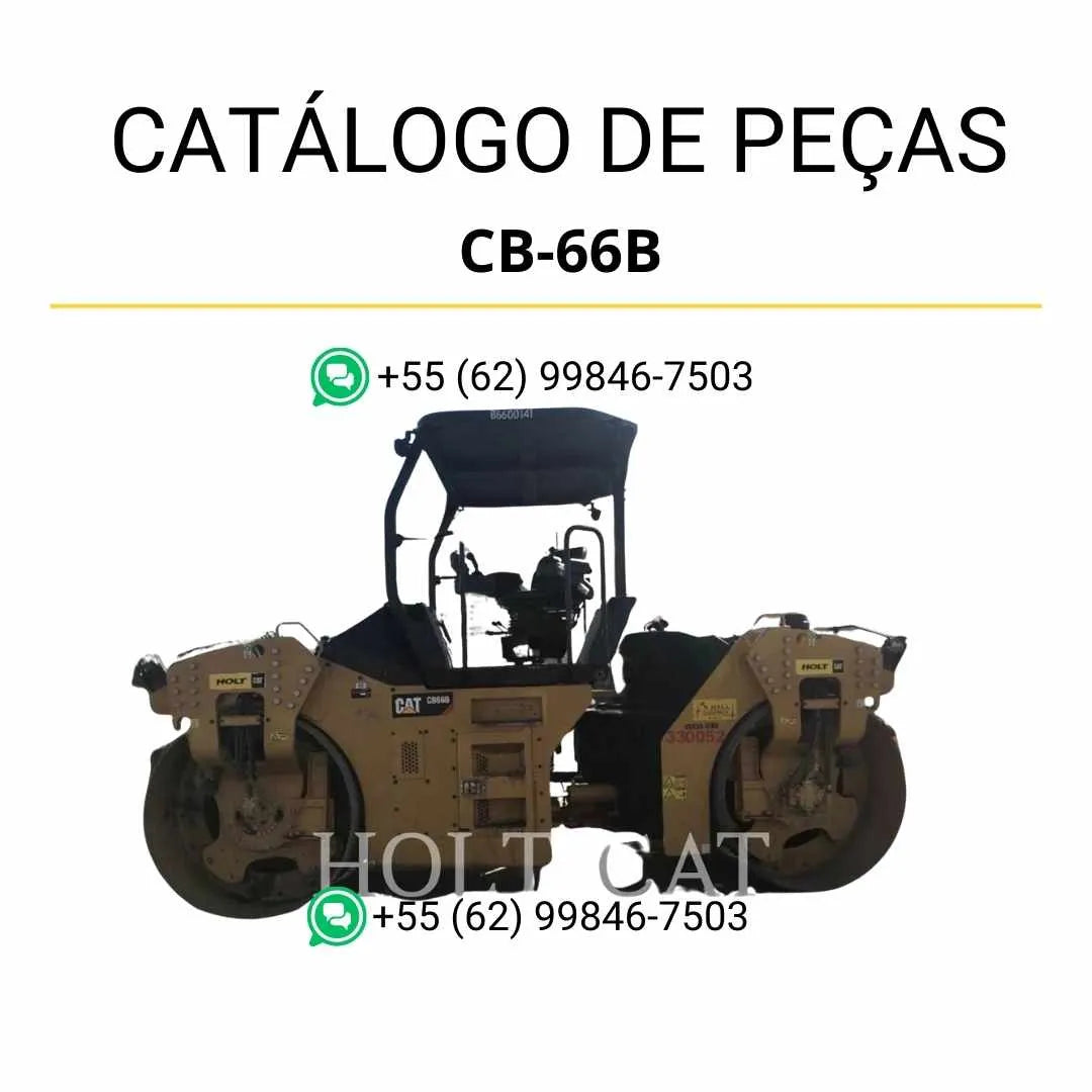 Catálogo de peças Caterpillar CB-66B em PDF com ilustrações técnicas detalhadas, vistas explodidas e identificação completa de componentes originais.