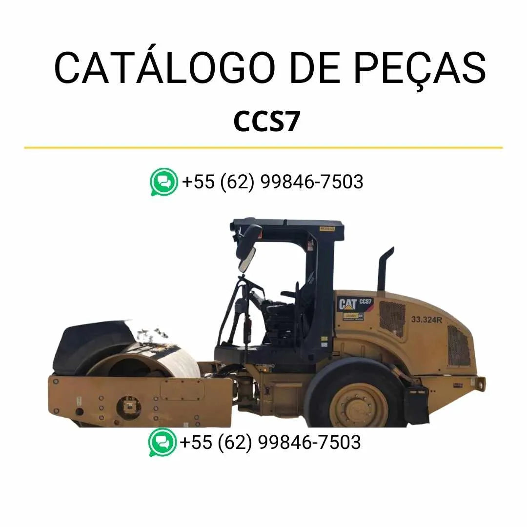 Catálogo de peças Caterpillar CCS7 em PDF com diagramas técnicos completos e identificação detalhada dos componentes originais do rolo compactador.