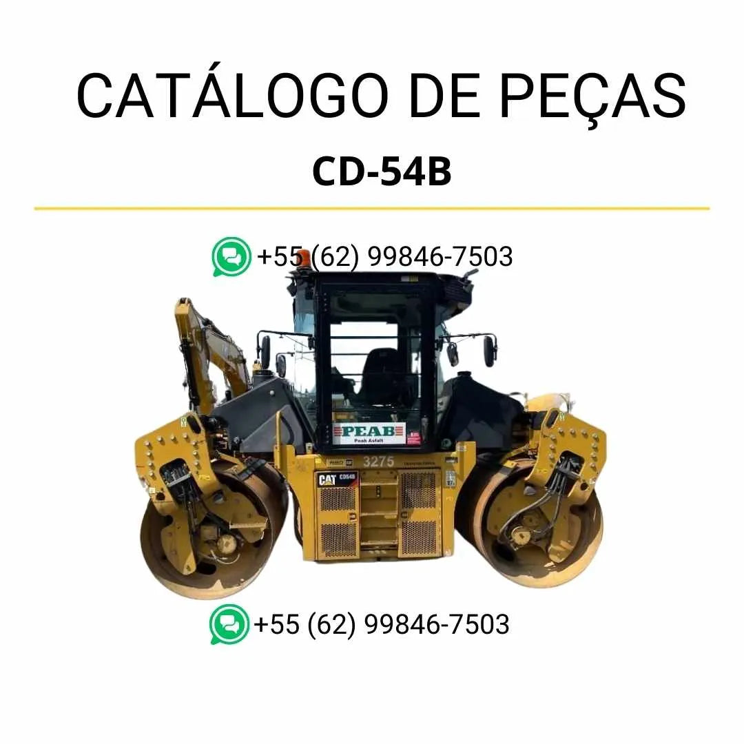 Catálogo de peças Caterpillar CD-54B em PDF com diagramas técnicos completos e identificação detalhada dos componentes originais do rolo compactador vibratório.