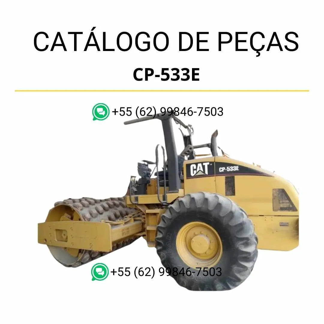 Catálogo de peças Caterpillar CP-533E em PDF com ilustrações detalhadas e lista completa de componentes originais do rolo compactador vibratório.