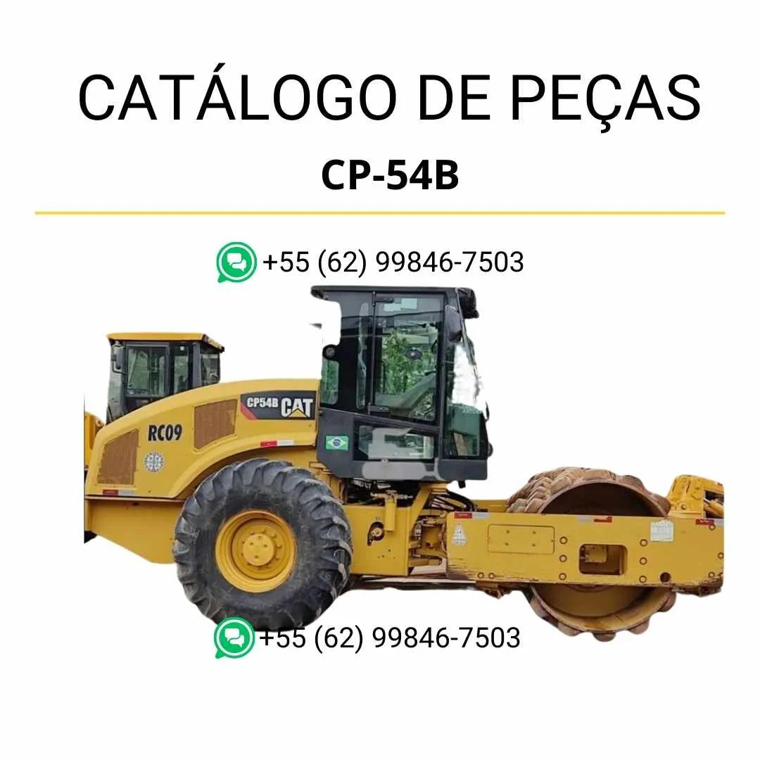 Catálogo de peças Caterpillar CP-54B em PDF com ilustrações técnicas completas e relação detalhada de componentes originais do rolo compactador vibratório.