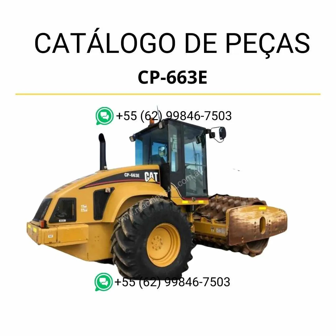 Catálogo de peças Caterpillar CP-663E em PDF com diagramas técnicos detalhados e lista completa de componentes originais para manutenção.