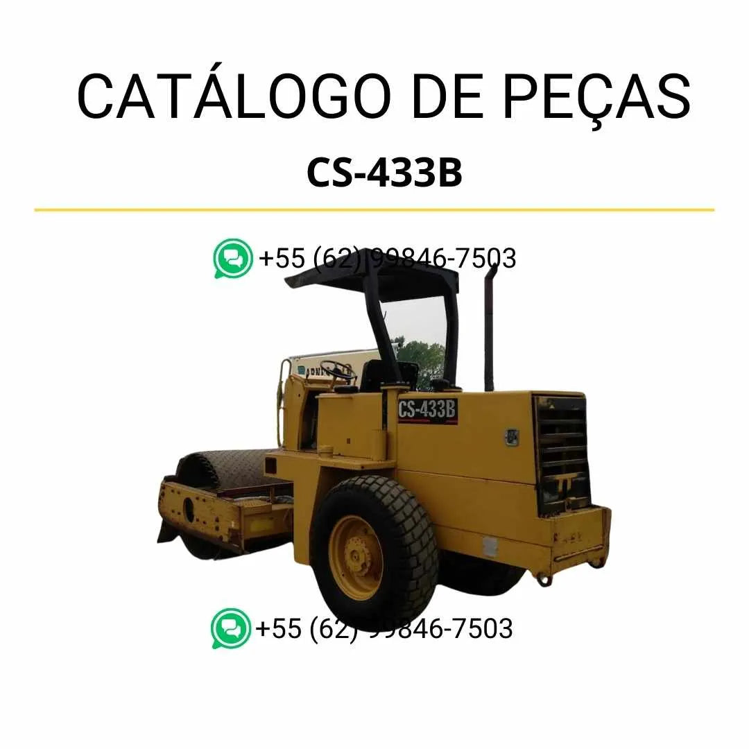 Catálogo de peças Caterpillar CS-433B em PDF com diagramas técnicos completos e identificação precisa de todos os componentes originais.
