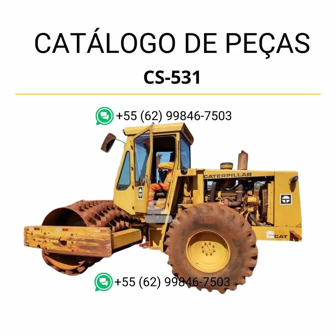 Catálogo de peças Caterpillar CS-531 em PDF com ilustrações técnicas e identificação completa dos componentes originais da máquina.