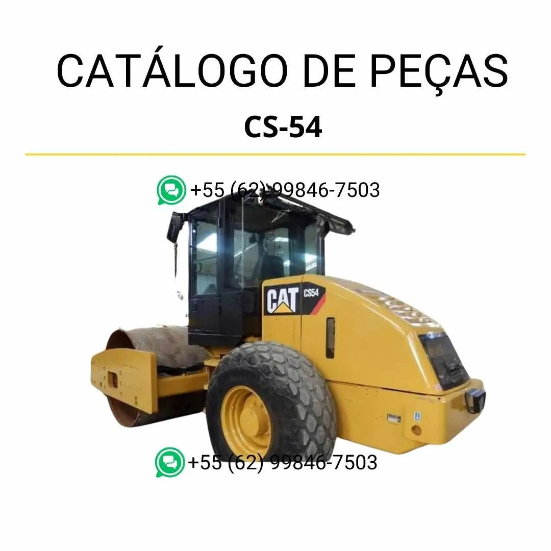 Catálogo de peças Caterpillar CS-54 em PDF com diagramas detalhados e identificação completa de todos os componentes originais da máquina.