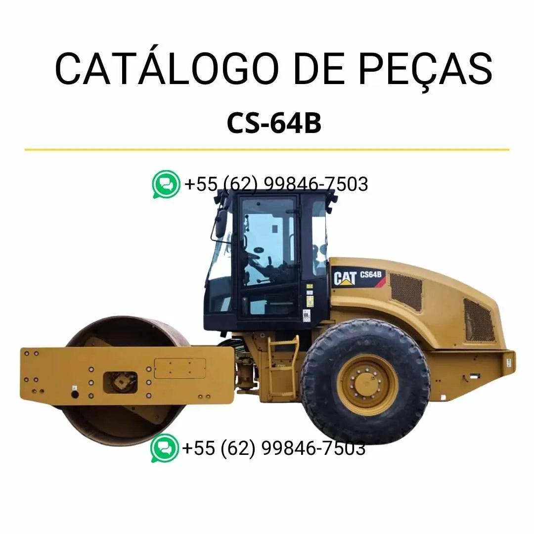 Catálogo de peças Caterpillar CS-64B em PDF com ilustrações técnicas detalhadas e relação completa de componentes originais da máquina.