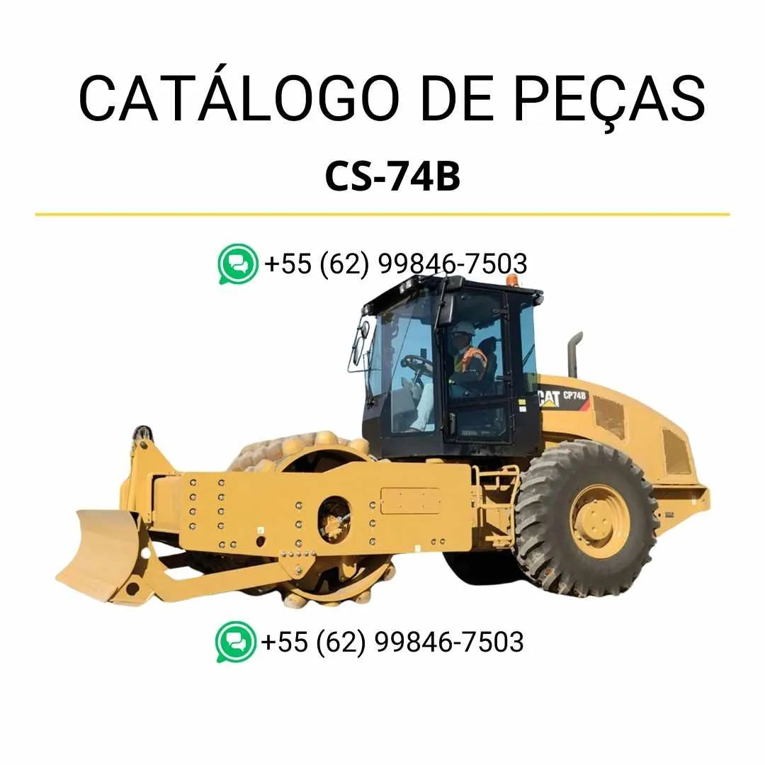 Catálogo de peças Caterpillar CS-74B em PDF com ilustrações técnicas detalhadas e lista completa de componentes originais da máquina.