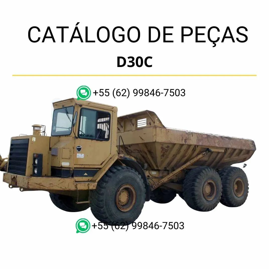 Catálogo de peças Caterpillar D30C em PDF com ilustrações técnicas completas e relação detalhada de componentes originais do caminhão articulado.