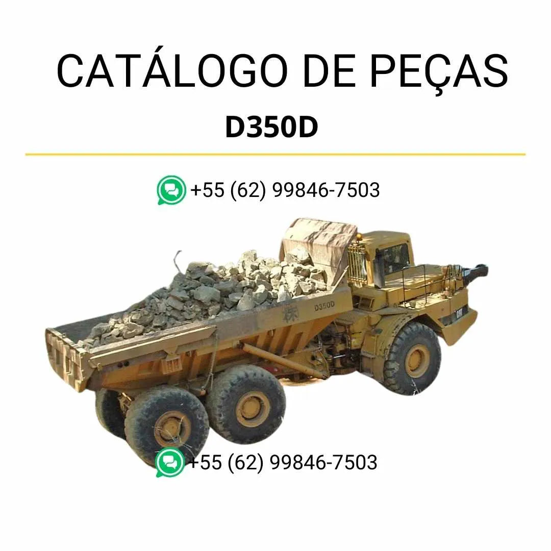 Catálogo de peças Caterpillar D350D caminhão articulado em PDF com ilustrações técnicas detalhadas e identificação de componentes originais.