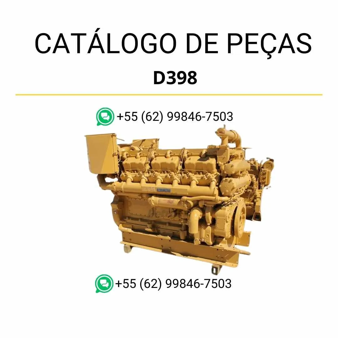 Catálogo de peças Caterpillar D398 Industrial Engine em PDF com diagramas técnicos e identificação detalhada dos componentes originais.