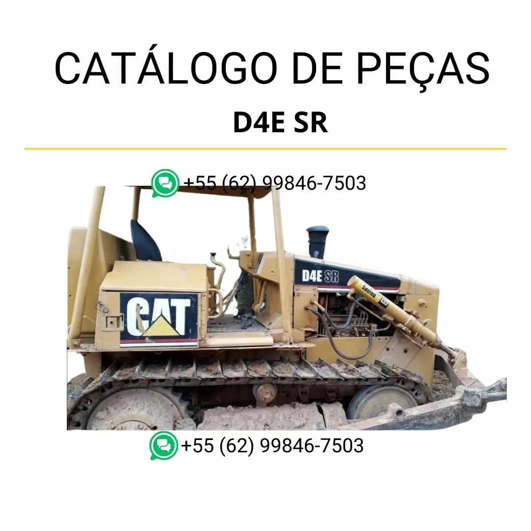 Catálogo de peças Caterpillar D4E SR em PDF, com diagramas ilustrados e lista completa de componentes originais para manutenção.