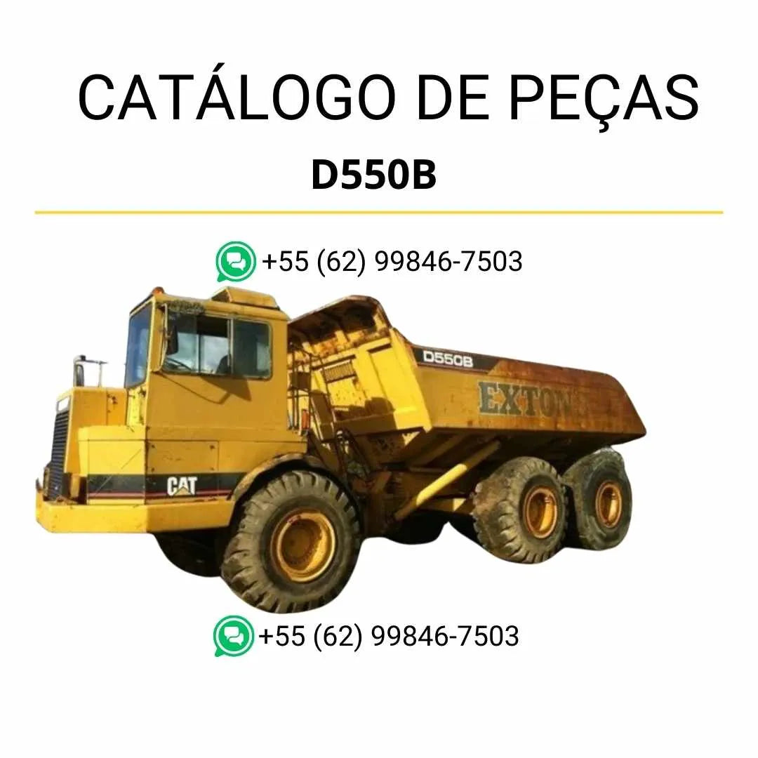 Catálogo de peças Caterpillar D550B caminhão articulado em PDF com ilustrações detalhadas e lista completa de componentes originais.
