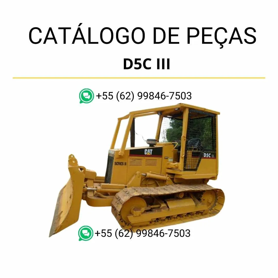 Catálogo de peças Caterpillar D5C III em PDF com diagramas técnicos precisos e lista detalhada de componentes originais do trator de esteira.