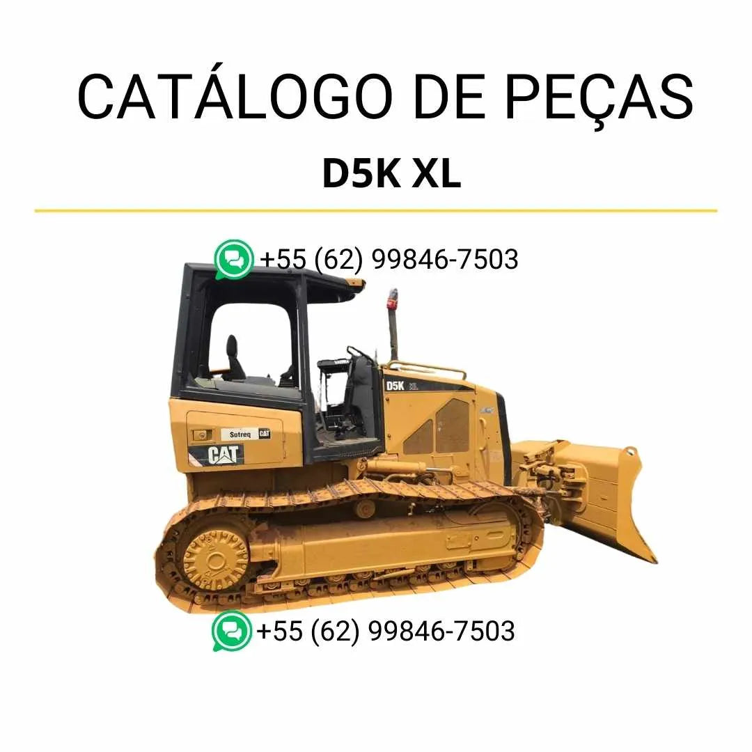 Catálogo de peças Caterpillar D5K XL em PDF com ilustrações técnicas detalhadas e identificação completa dos componentes originais.