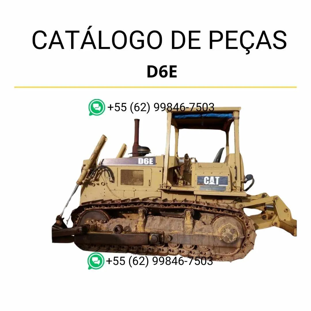 Catálogo de peças Caterpillar D6E em PDF com diagramas técnicos completos e lista detalhada de componentes originais do trator de esteira.