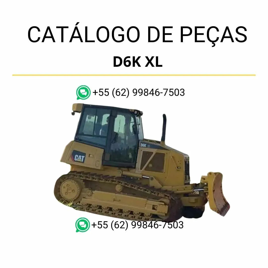 Catálogo de peças Caterpillar D6K XL em PDF com ilustrações técnicas detalhadas e lista completa de componentes originais do trator de esteira.