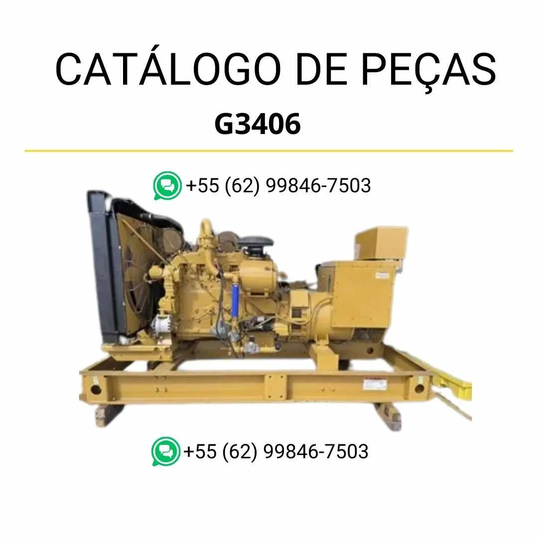 Catálogo de peças do gerador Caterpillar G3406 em PDF com diagramas técnicos detalhados e identificação completa dos componentes originais.
