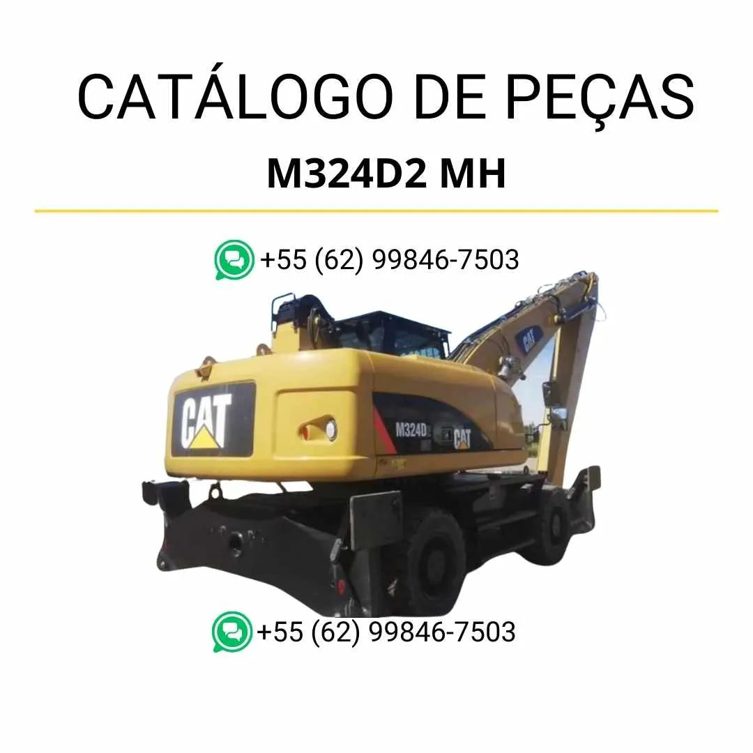 Catálogo de peças Caterpillar M324D2 MH em PDF com ilustrações técnicas detalhadas e lista completa dos componentes do manipulador de materiais.