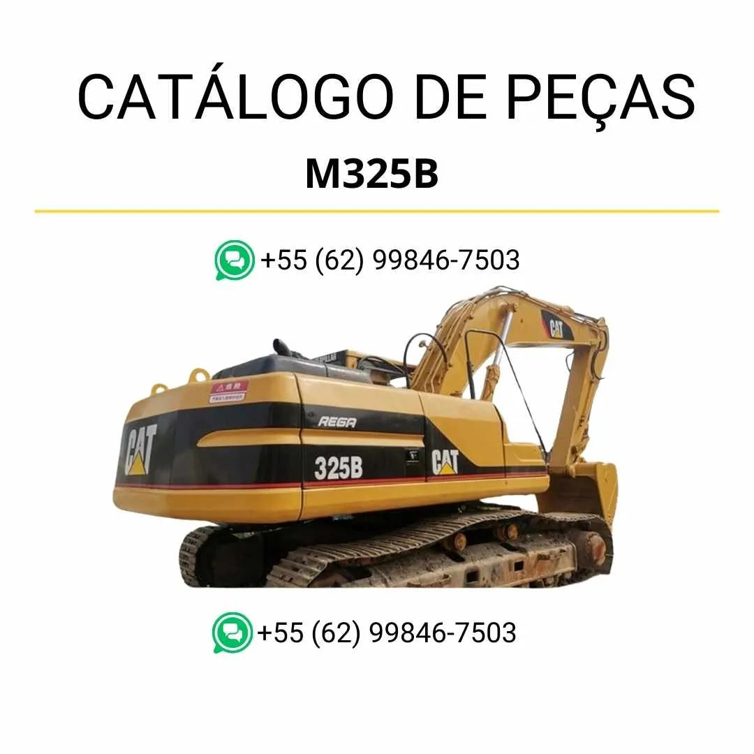 Catálogo de peças Caterpillar M325B em PDF com ilustrações técnicas detalhadas e identificação completa dos componentes da escavadeira de rodas.