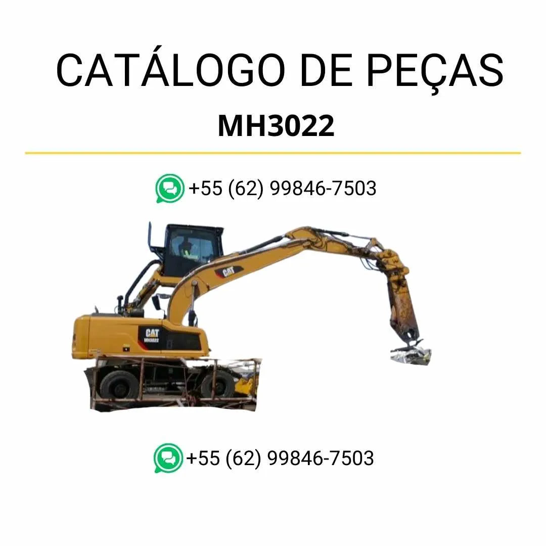 Catálogo de peças Caterpillar MH3022 material handler em PDF com diagramas técnicos completos, ilustrações detalhadas e lista de componentes originais.