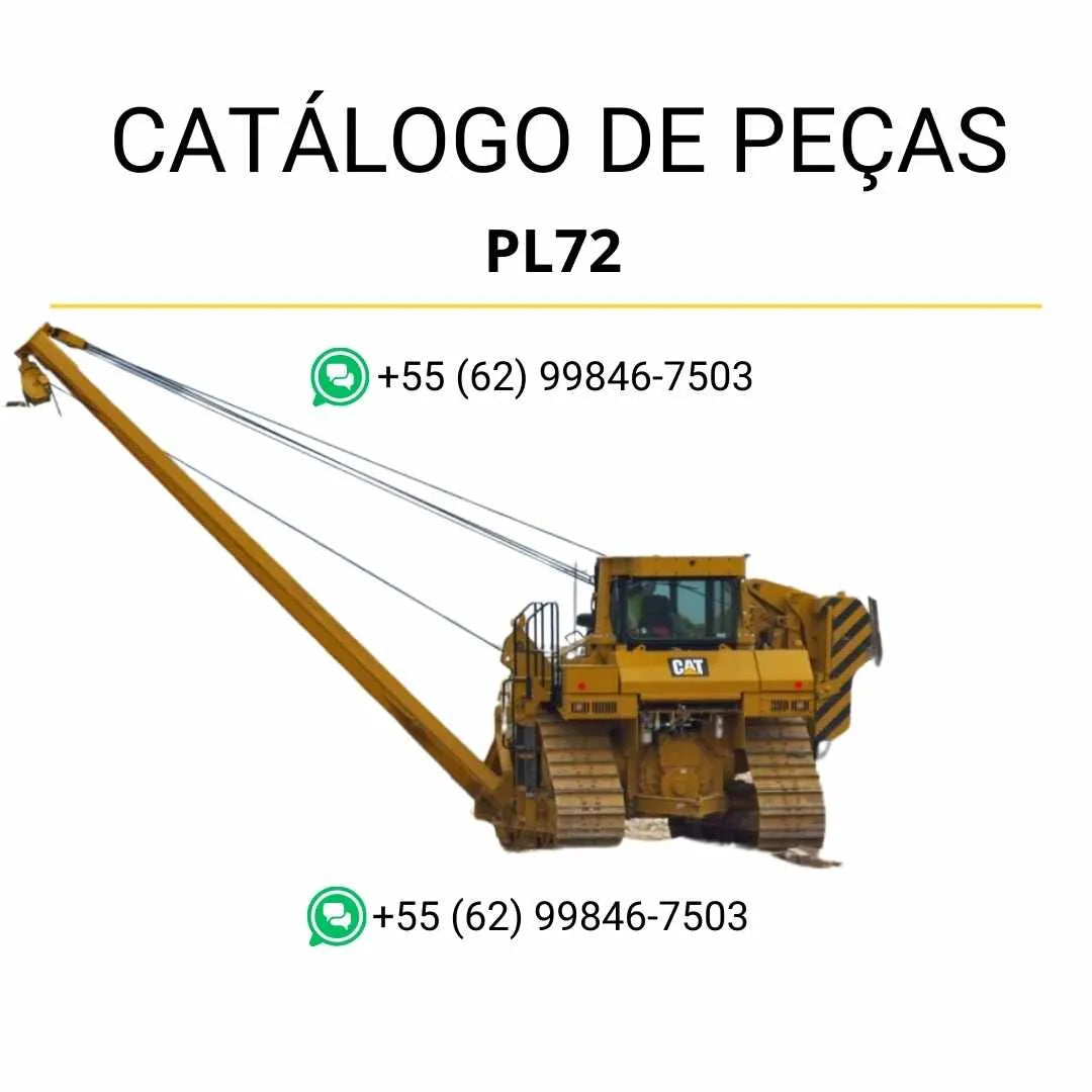 Catálogo de peças Caterpillar PL72 em PDF com ilustrações técnicas detalhadas e lista completa de componentes originais do assentador de tubos.