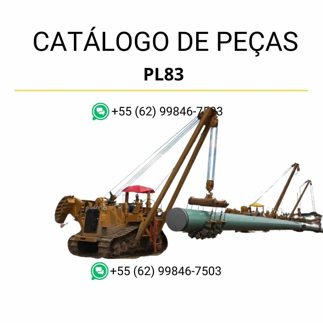 Catálogo de peças Caterpillar PL83 em PDF com diagramas ilustrados e lista completa de componentes originais do assentador de tubos.
