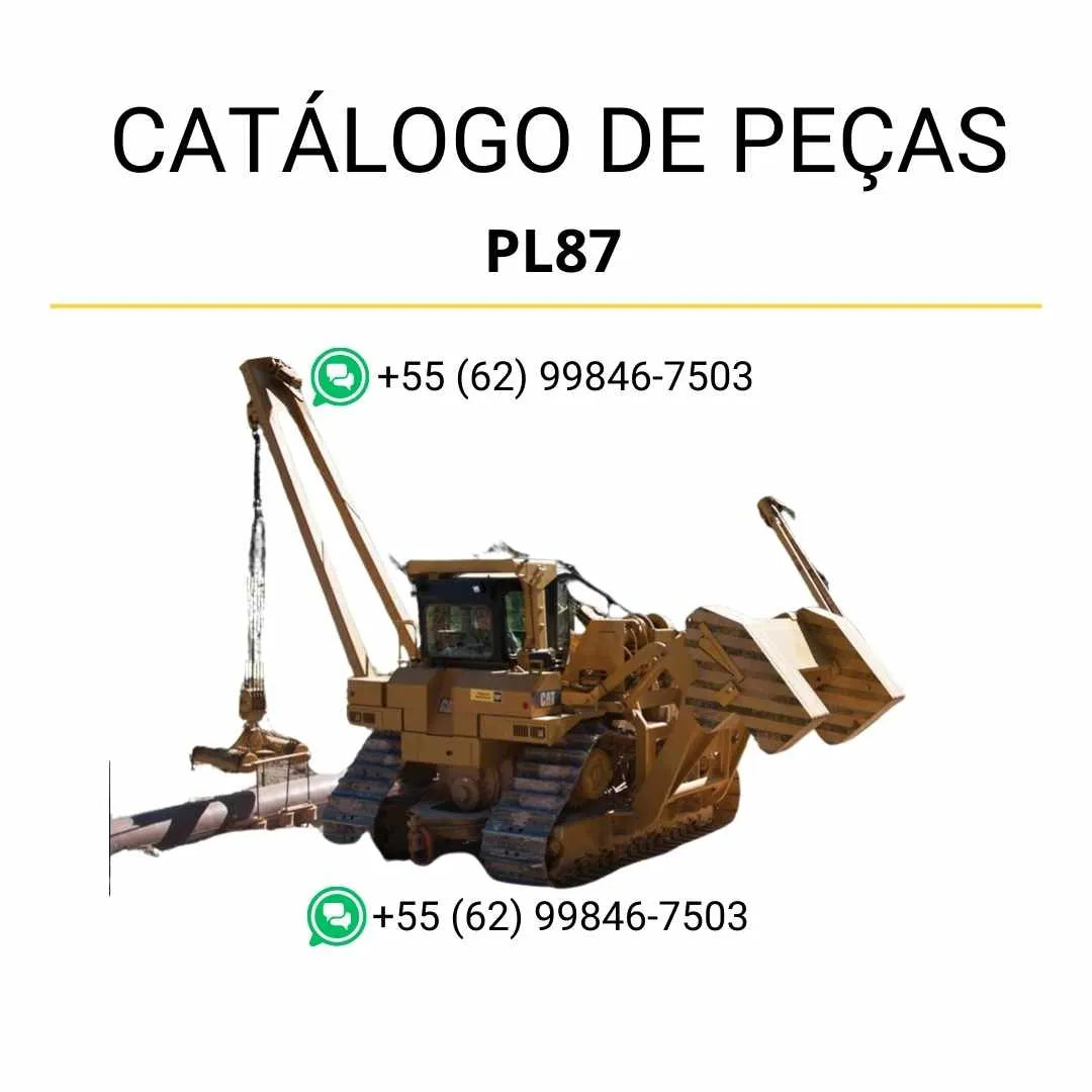 Catálogo de peças Caterpillar PL87 em PDF com ilustrações técnicas detalhadas e lista completa de componentes originais do assentador de tubos.