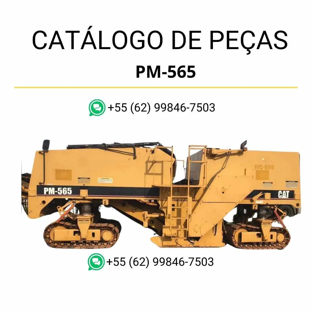 Catálogo de peças Caterpillar PM-565 em PDF com ilustrações técnicas e lista completa de componentes originais da fresadora de asfalto.