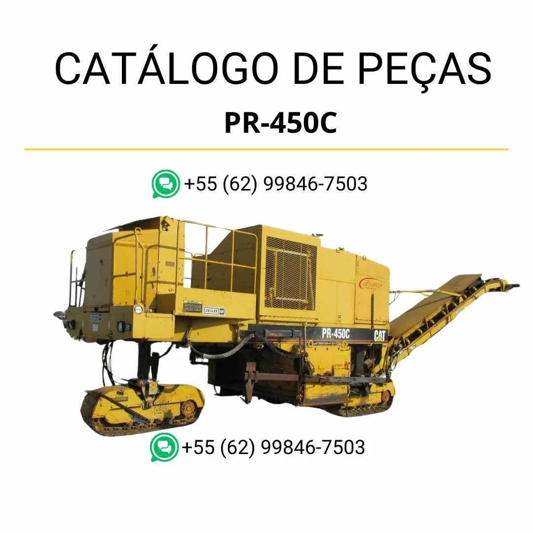 Catálogo de peças Caterpillar PR-450C em PDF com diagramas detalhados e lista de componentes originais da fresadora de asfalto.