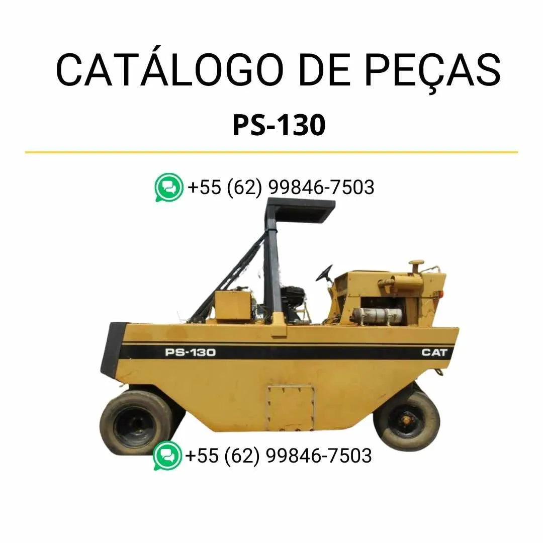 Catálogo de peças Caterpillar PS-130 em PDF com diagramas ilustrados e lista detalhada de componentes originais do rolo compactador pneumático.