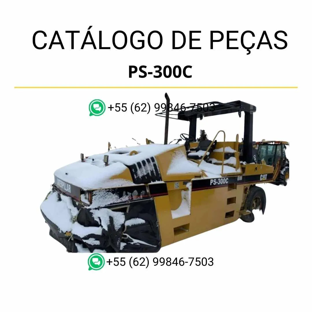 Catálogo de peças Caterpillar PS-300C em PDF com diagramas ilustrados e lista completa de componentes originais do rolo compactador pneumático.