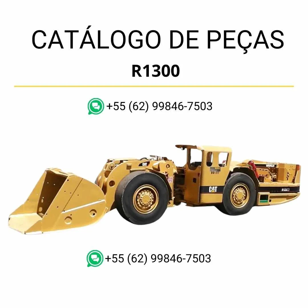 Catálogo de peças Caterpillar R1300 carregadeiras subterrâneas em PDF com diagramas técnicos detalhados, códigos originais e ilustrações completas dos sistemas.