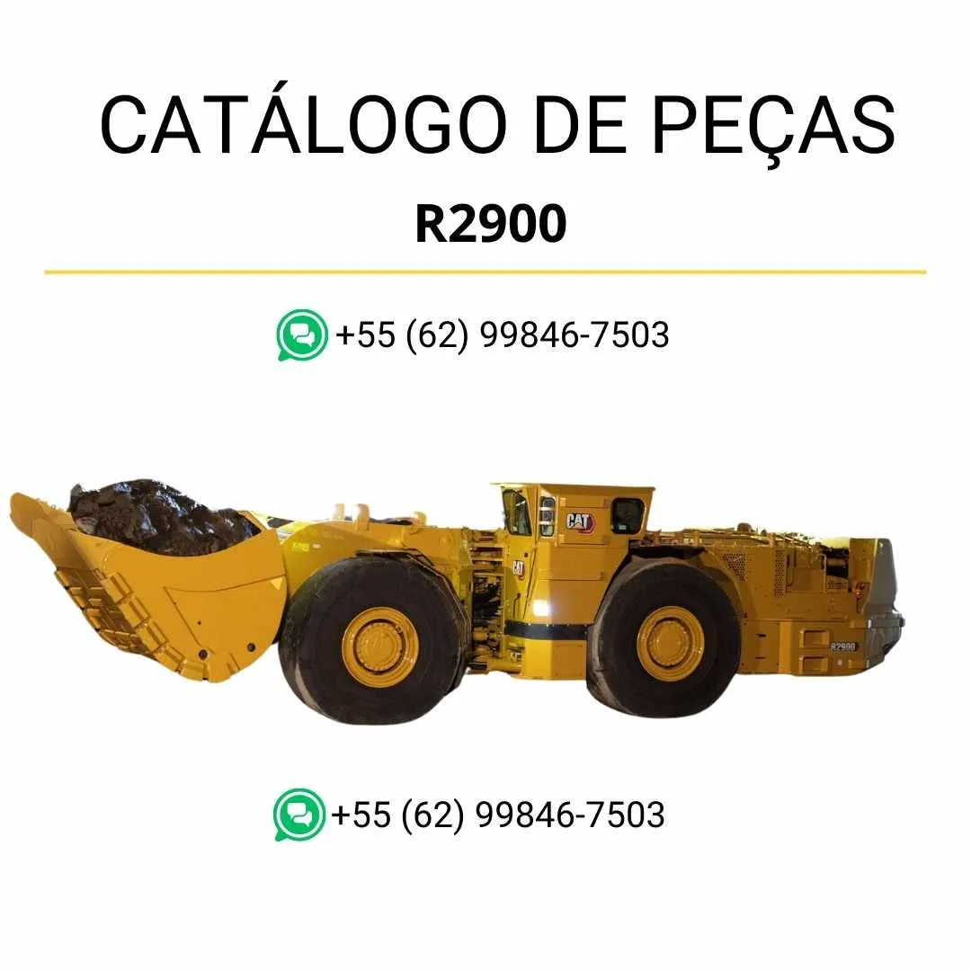 Catálogo de peças Caterpillar R2900 carregadeira subterrânea em PDF com diagramas detalhados, vistas explodidas e identificação completa dos componentes originais.