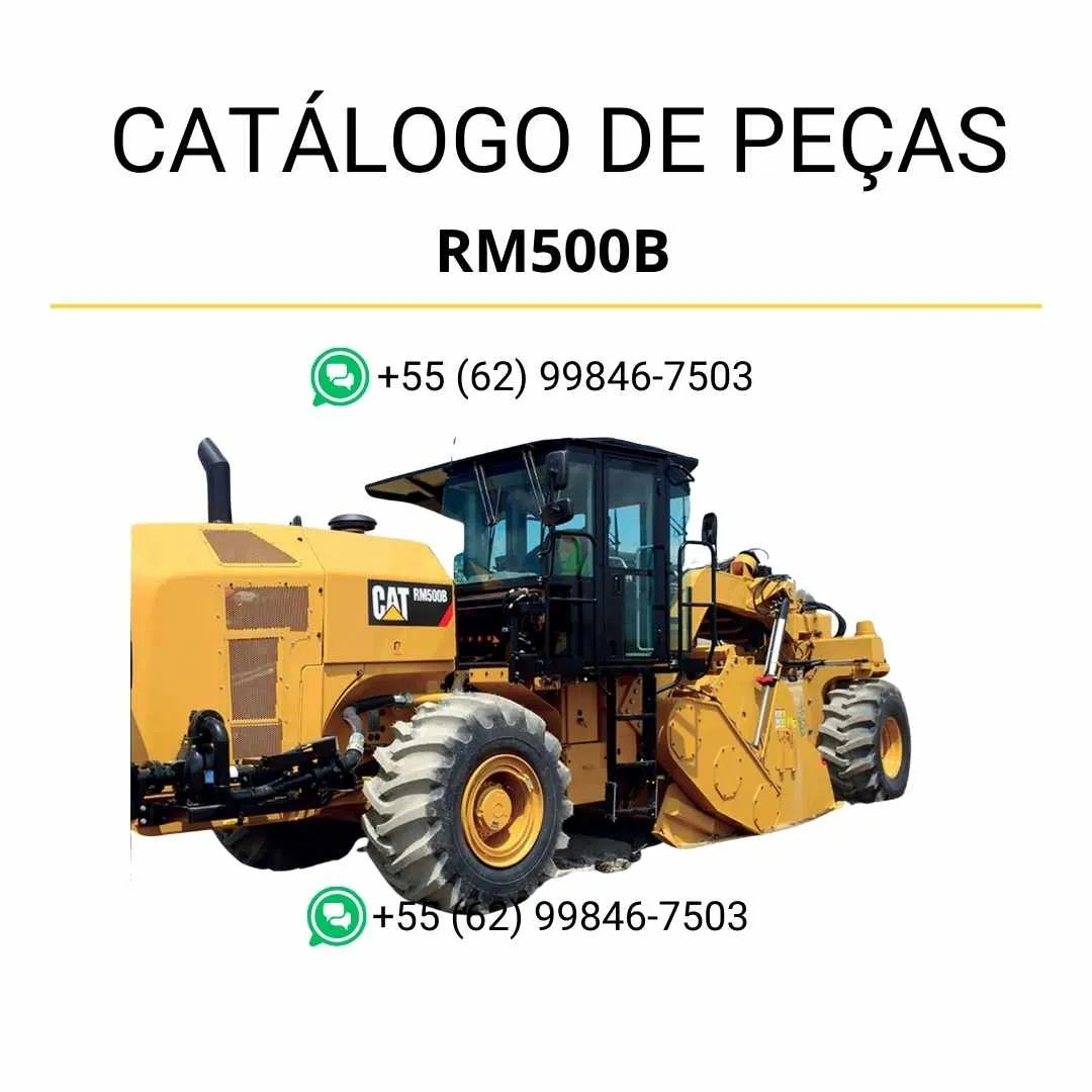 Catálogo de peças Caterpillar RM500B em PDF com diagramas técnicos e lista completa de componentes originais da recuperadora de estradas.
