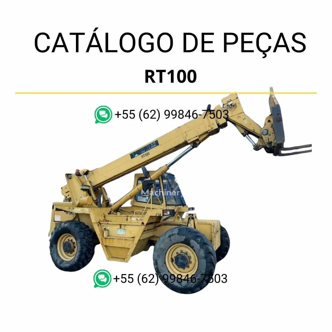 Catálogo de peças Caterpillar RT100 em PDF com diagramas técnicos completos e identificação detalhada dos componentes originais do manipulador telescópico.