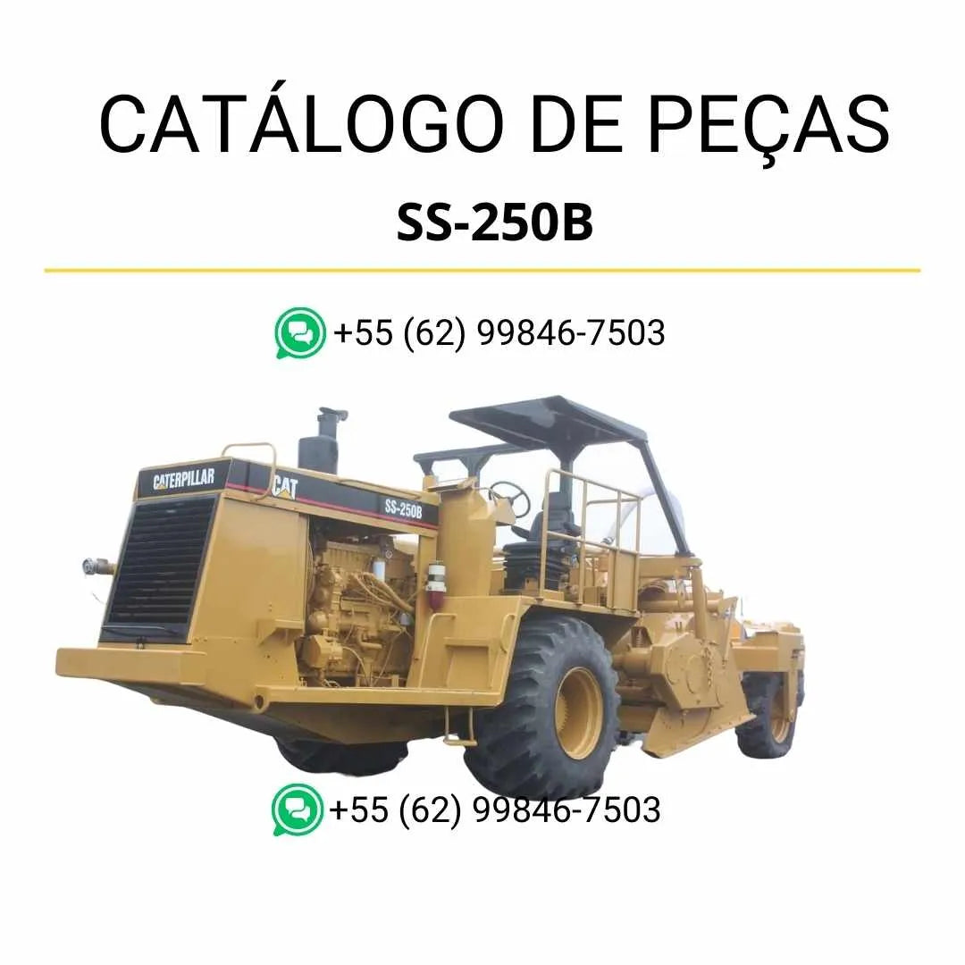 Catálogo de peças Caterpillar SS-250B em PDF com diagramas detalhados e lista completa de componentes originais do estabilizador de solo.
