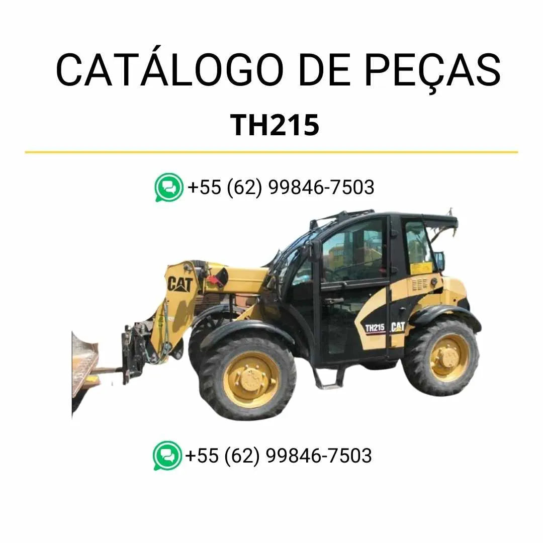 Catálogo de peças Caterpillar TH215 em PDF com ilustrações técnicas e lista completa de componentes do manipulador telescópico.