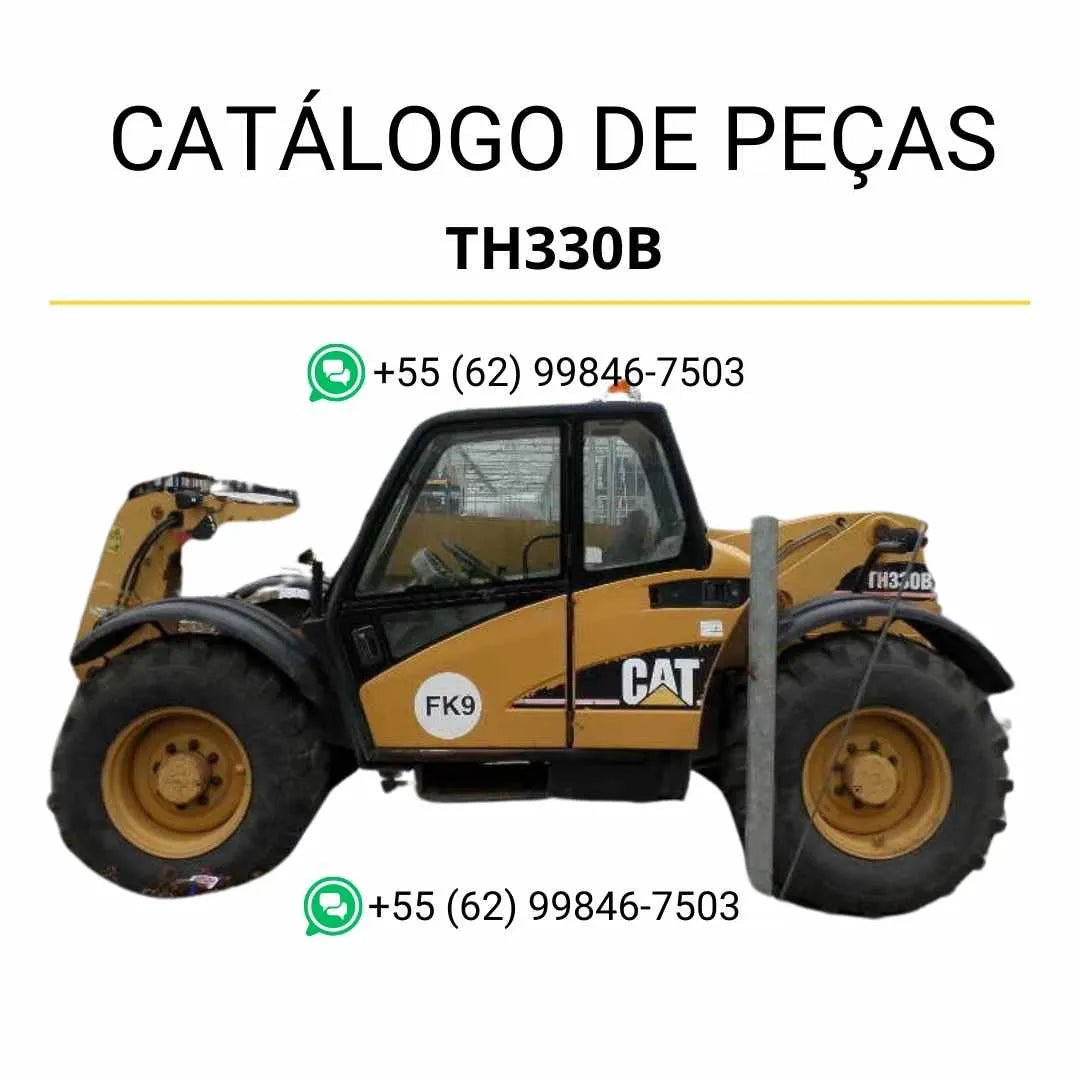 Catálogo de peças Caterpillar TH330B em PDF com ilustrações técnicas detalhadas e identificação completa de componentes originais.