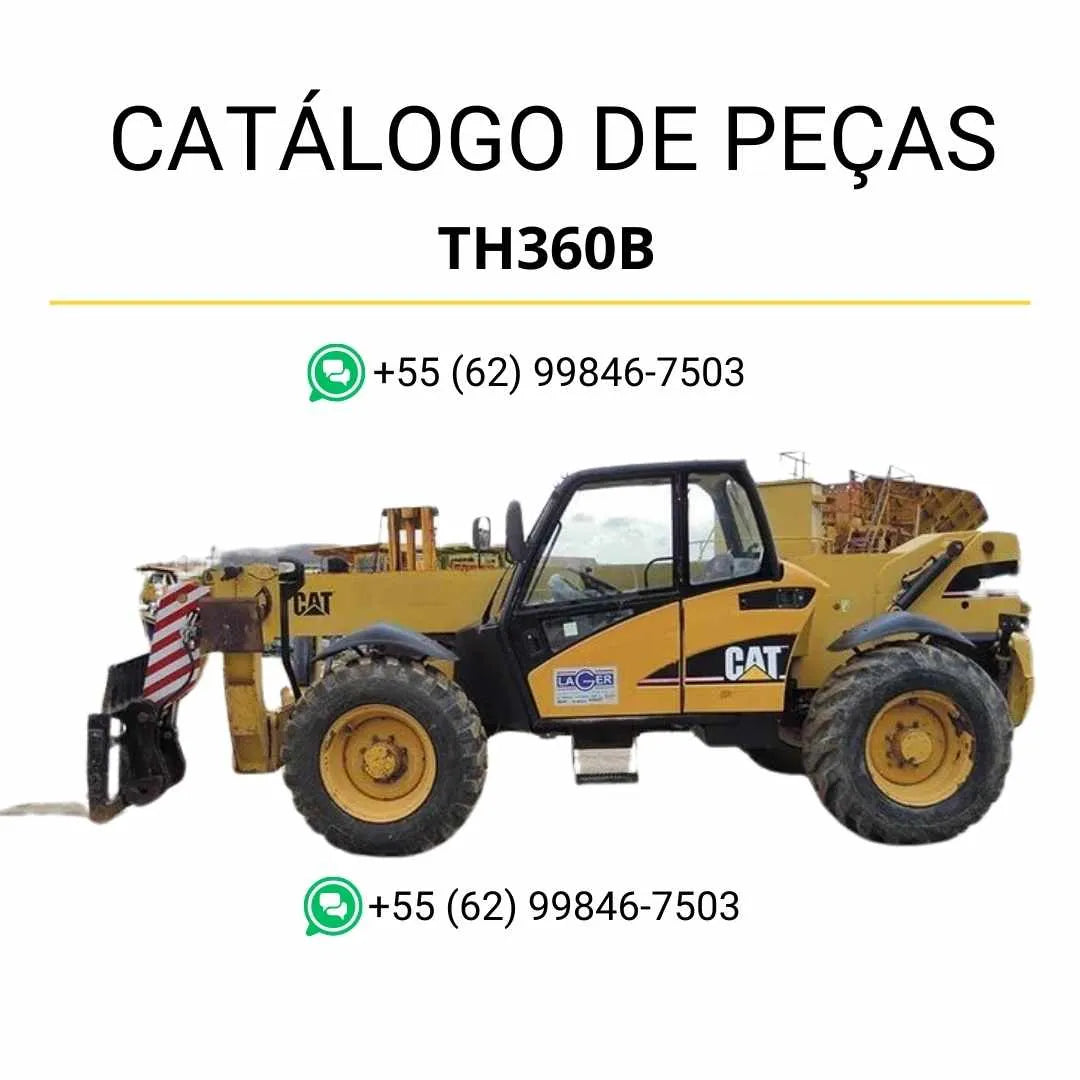 Catálogo de peças Caterpillar TH460B em PDF com diagramas detalhados e lista completa de componentes originais do manipulador telescópico.
