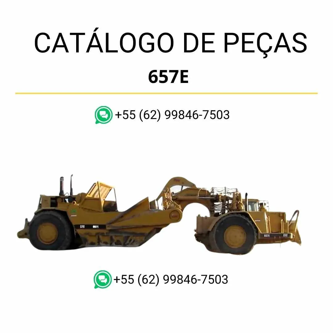 Catálogo de peças Caterpillar 657E em PDF com ilustrações técnicas detalhadas e lista completa de componentes do trator de rodas.