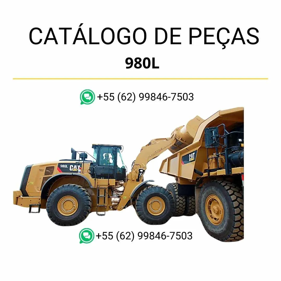 Catálogo de peças Caterpillar 980M em PDF com diagramas técnicos e relação detalhada de componentes originais da carregadeira de rodas.