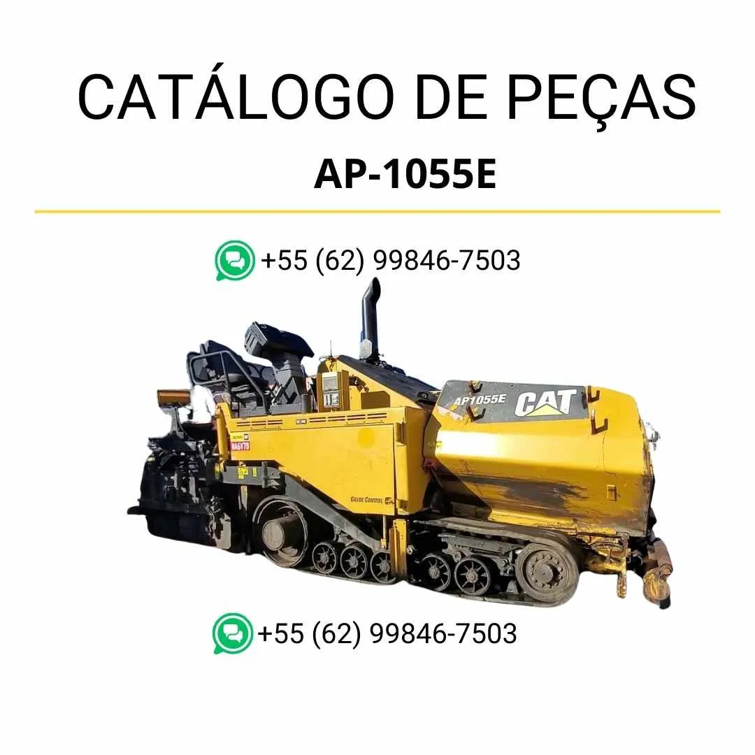 Catálogo de peças Caterpillar AP1055F em PDF com diagramas detalhados e lista completa dos componentes da pavimentadora de asfalto.