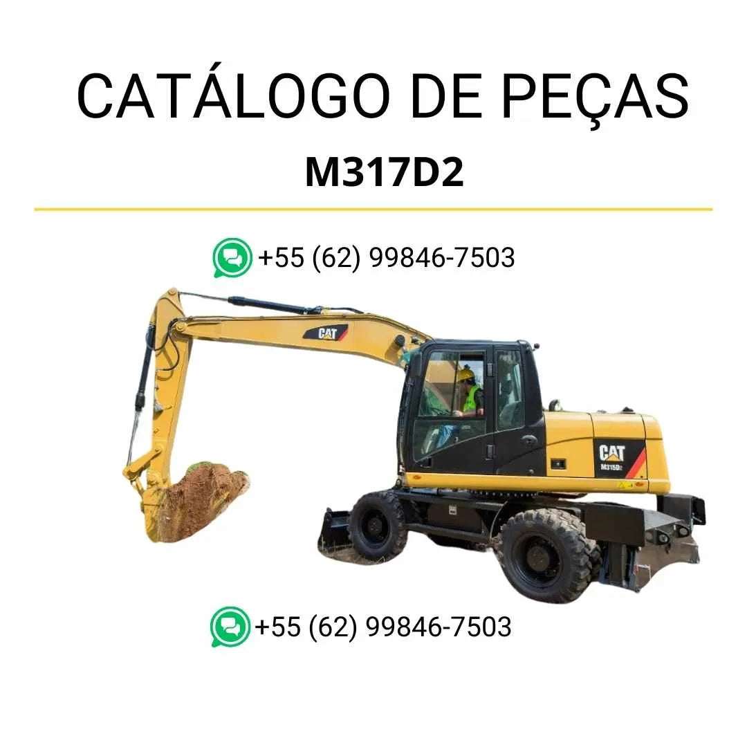 Catálogo de peças Caterpillar M318 em PDF com diagramas detalhados e identificação completa dos componentes da escavadeira de rodas.
