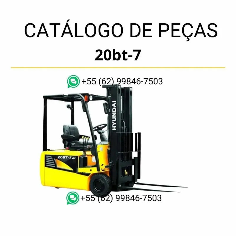Catálogo de peças das empilhadeiras Hyundai 15BT, 18BT e 20BT-7 em PDF, com diagramas técnicos detalhados e lista completa de componentes originais.