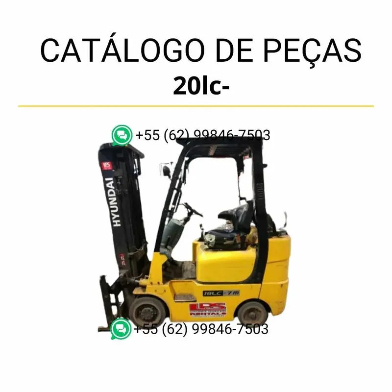 Catálogo de peças Hyundai 15-18-20LC-7M em PDF com diagramas detalhados e identificação técnica de componentes originais da empilhadeira.